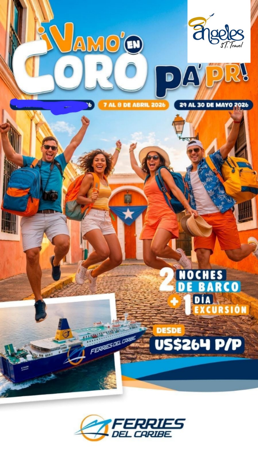 ¡VÁMONOS EN CORO A PR! 2 NOCHES DE BARCO + 1 DÍA DE EXCURSIÓN DESDE US$264 P/P