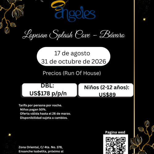 Lopesan Costa Bávaro  – Splash Cove | 17 de Agosto al 31 de Octubre 2026 | Vacaciones Familiares